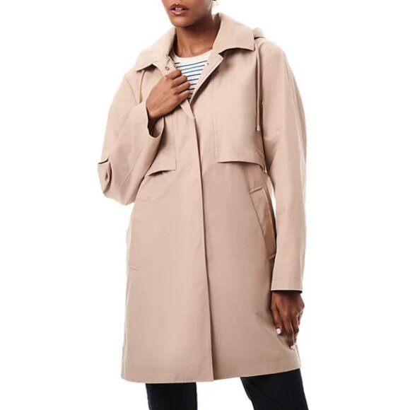 Bernardo Women's Beige Technical Removable Hood Anorak Raincoat Size M - Picture 1 of 8